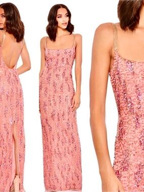 Mac Duggal SLEEVELESS EMBELLISHED SEQUIN SLIP GOWN size 6 NEW $398 sold out